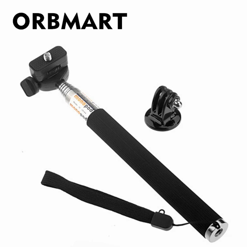 ORBMART Extendable Handheld Selfie Stick Monopod + Mount Adapter For Gopro Hero 5 4 3 3+ 2 SJ4000 Xiaomi Yi Sport Action Camera