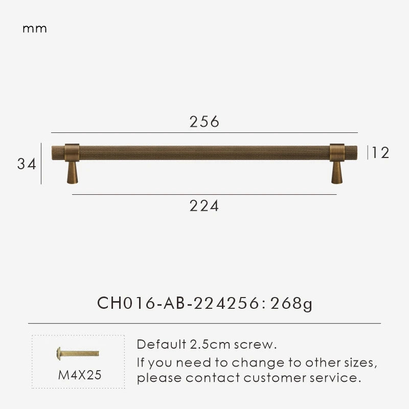 Nurlin Solid Brass Knurled Art Deco Retro Antique industrial style Cabinet Wardrobe Drawer Handle T-bar Pull
