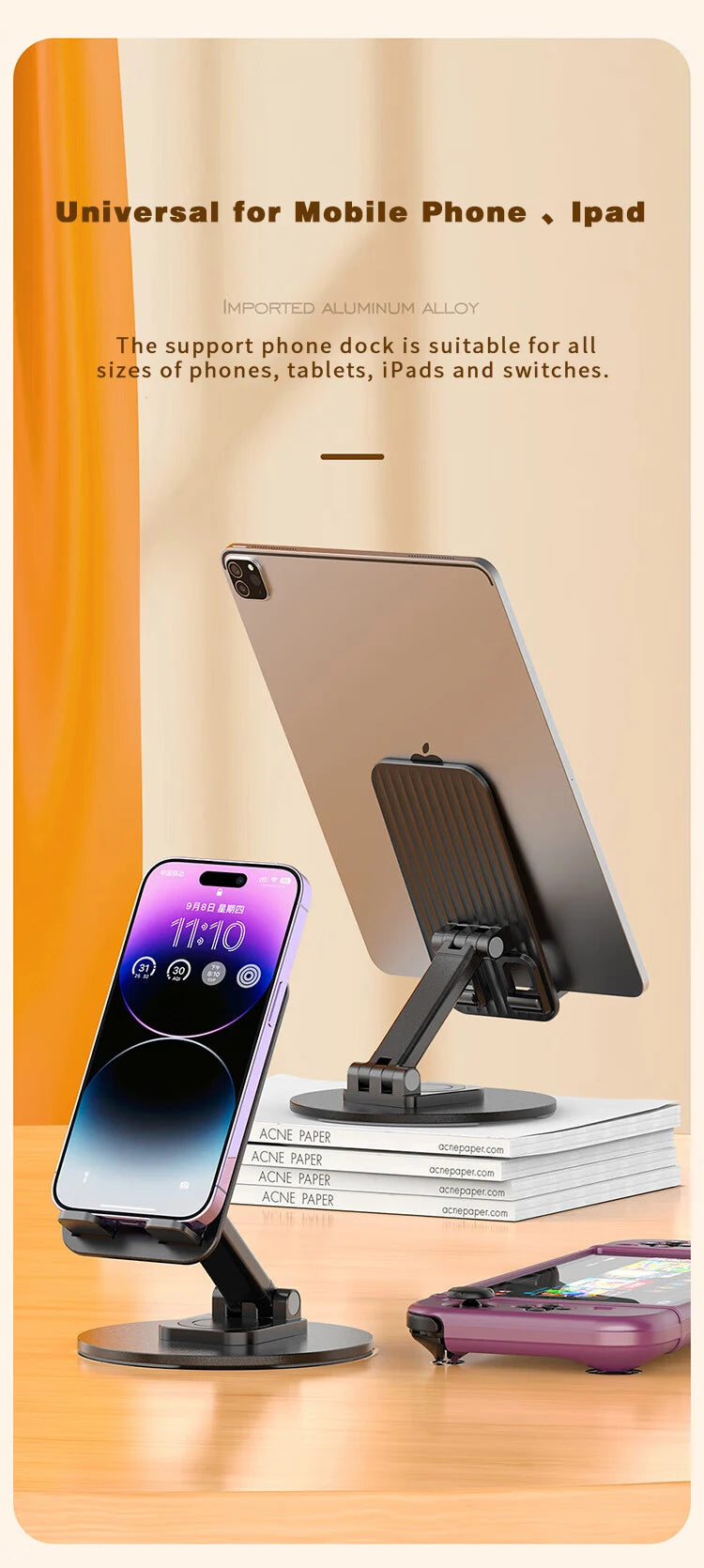 Desktop Phone Holder 360° Rotating Folding Stand Non-slip for iPhone 13 Xiaomi Huawei Mobile Phone Tablet Universal Accessories