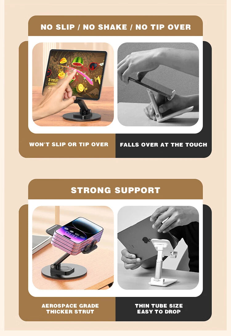Desktop Phone Holder 360° Rotating Folding Stand Non-slip for iPhone 13 Xiaomi Huawei Mobile Phone Tablet Universal Accessories