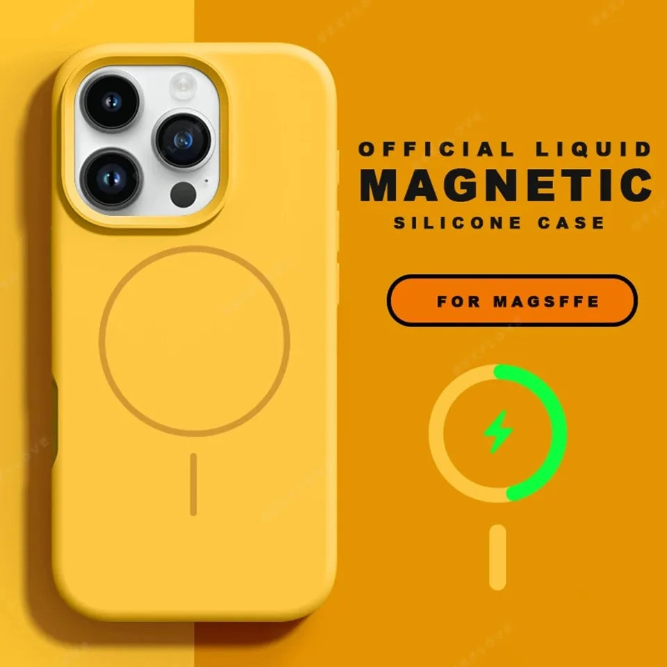 Fashion Liquid Silicone Magsafe Magnetic Phone Case for iPhone 16 15 14 Plus 13 12 11 Pro Max Wrist Strap Lanyard Cover Cases