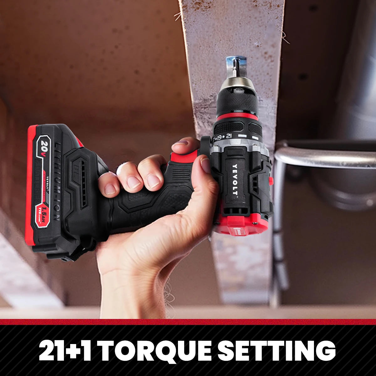 YEVOLT YVGBD20DU2 Series Brushless Cordless Drill Li-ion Compact Electric 20V 21+1 Driver Handheld Screwdriver Power Tools