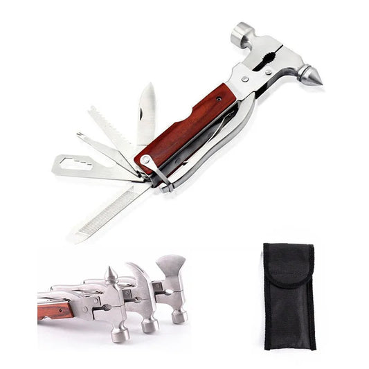 Multifunctional Tool Hammer 15-in-1 Portable Multitool Knife Outdoor Tool Cone Axe Claw Hammer Hiking Survival Camping Gear
