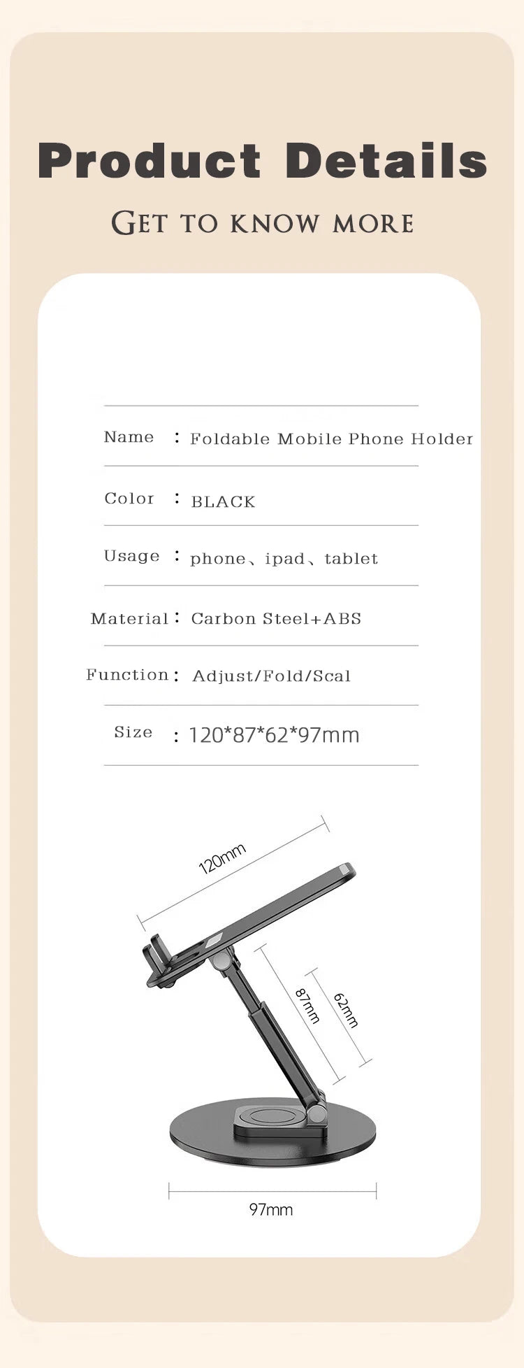 Desktop Phone Holder 360° Rotating Folding Stand Non-slip for iPhone 13 Xiaomi Huawei Mobile Phone Tablet Universal Accessories
