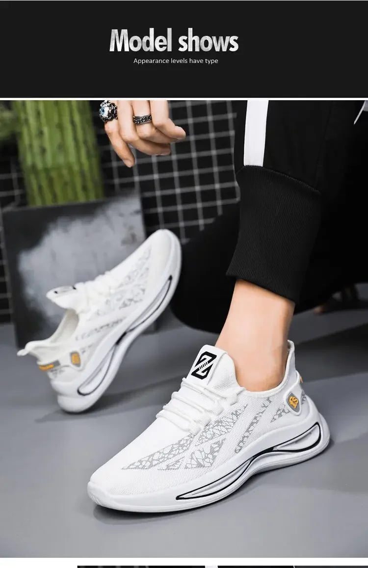2024 New Summer Men's Sneakers Breathable Slip-on Men Casual Sneakers Light on-slip Thick Sole Fashion Outdoor Running Shoes Man