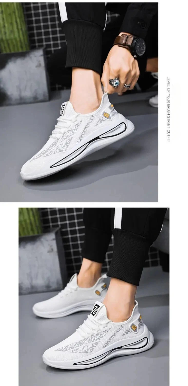 2024 New Summer Men's Sneakers Breathable Slip-on Men Casual Sneakers Light on-slip Thick Sole Fashion Outdoor Running Shoes Man
