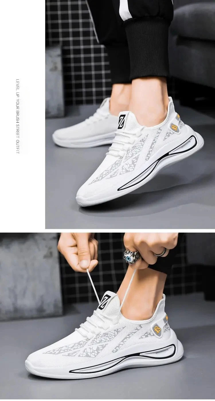 2024 New Summer Men's Sneakers Breathable Slip-on Men Casual Sneakers Light on-slip Thick Sole Fashion Outdoor Running Shoes Man