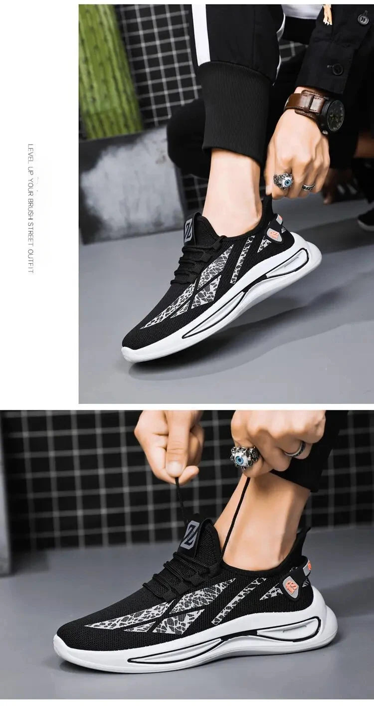 2024 New Summer Men's Sneakers Breathable Slip-on Men Casual Sneakers Light on-slip Thick Sole Fashion Outdoor Running Shoes Man