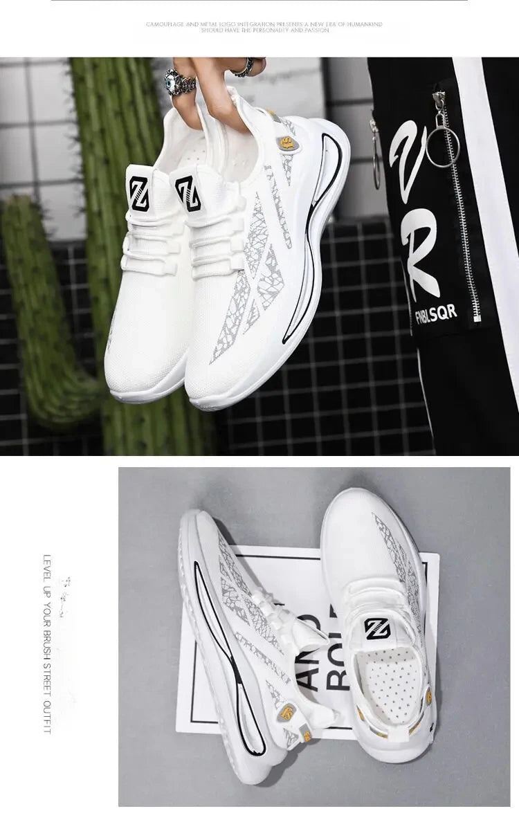 2024 New Summer Men's Sneakers Breathable Slip-on Men Casual Sneakers Light on-slip Thick Sole Fashion Outdoor Running Shoes Man